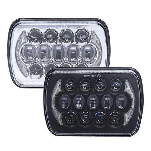 5" x 7" 85W DOT High/Low OSRAM LED Headlight SET w/WHITE DRL - BLACK or CHROME / 2pcs - NEW!